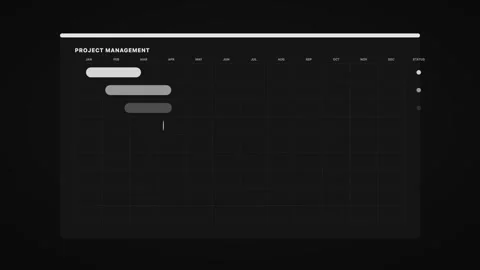 Mono Gantt Chart Project Timeline Dark UI Animation Loop Stock Footage 342604555