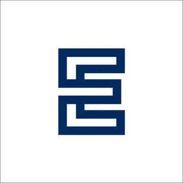 Mono line E Letter Logo Vector Stock Illustration