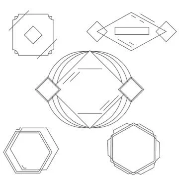 Mono line frames elegant design elements badges, vignettes vector Illustrazione stock
