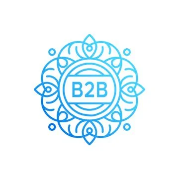 Mono line monogram or badge with floral ornament Stock Illustration
