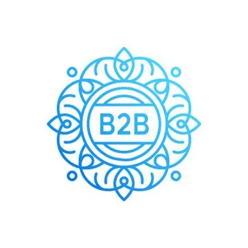 Mono line monogram or badge with floral ornament Stock Illustration