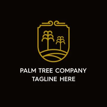Mono line palm tree Abstract logo Stock Illustration