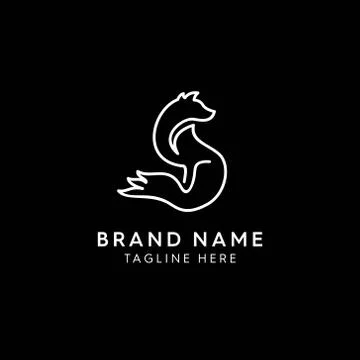 Mono line standing wolf for modern Design logo Stock Illustration