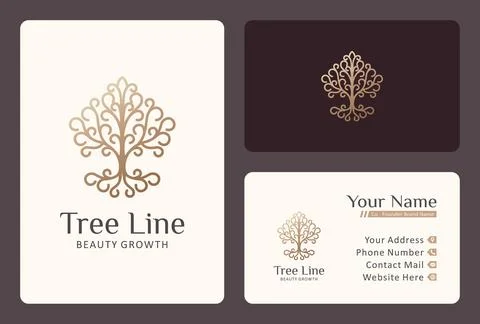 Mono line tree logo design for beauty health care. Stock Illustration