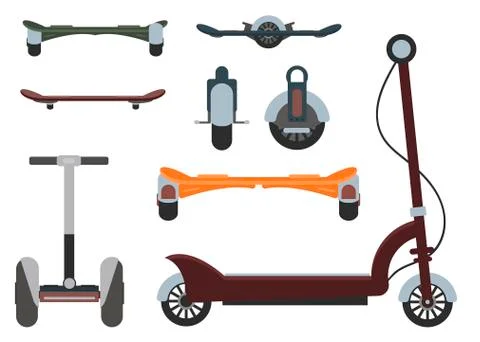 Mono wheel isolated roller vector scooter Stock Illustration