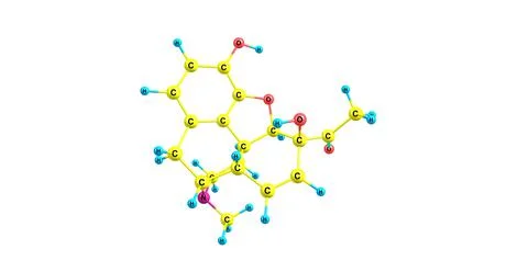 Monoacetylmorphine molecular structure isolated on white Stock Illustration