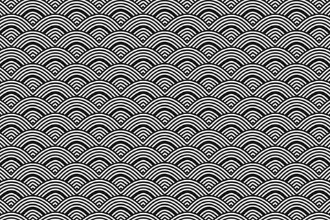 Monochromatic Abstract Geometric Pattern Featuring Repeating Arched Wave Shap Stock Illustration
