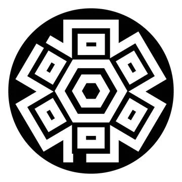 Monochromatic abstract geometric pattern within circle emblem 스톡 일러스트