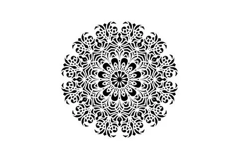 A monochromatic circular design showcasing detailed patterns, emphasizing Stock Illustration