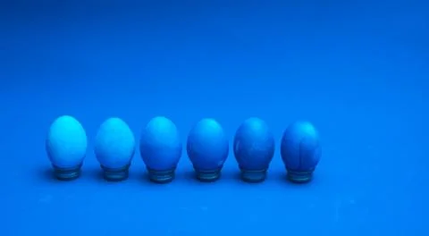 Monochromatic classic blue easter concept. dyed easter eggs Stock Photos