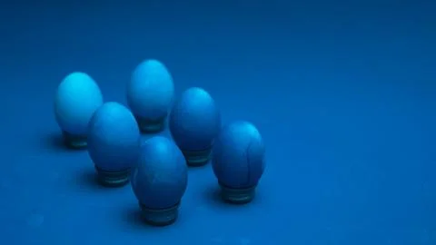 Monochromatic classic blue easter concept. isometric layout. painted easter e Stock Photos