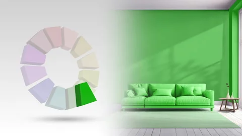 Monochromatic color scheme of green tints and shades Stock Footage 293321940