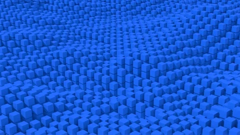 Monochromatic Cubic Landscape: blue Cubes Rising and Falling Stock Footage 279806313