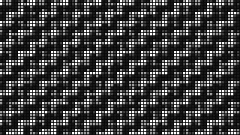Monochromatic digital pixel grid with shifting white LED lights Stock Footage 335934231