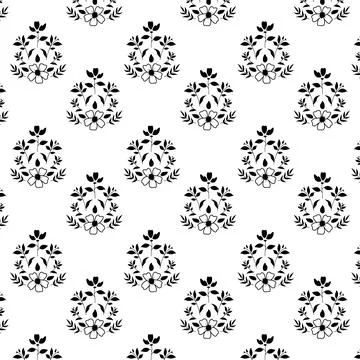 A monochromatic floral repeated seamless pattern Stock Illustration