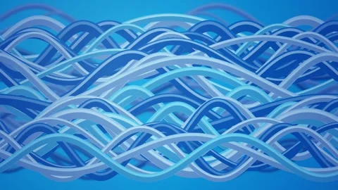 Monochromatic flowing ribbon strands wave in a seamless loop Stock Footage 341401992