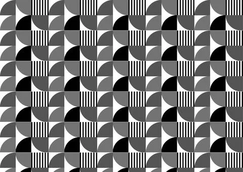 Monochromatic Geometric Half Circle and Stripe Loop Stock Illustration