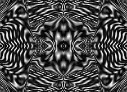 Monochromatic geometric seamless pattern with optical illusion. Illustrazione stock