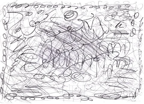 Monochromatic grunge pencil doodle scribbles lines on white background Illustrazione stock