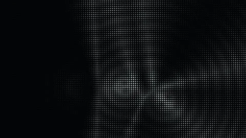 Monochromatic halftone dot pattern shifting on black background Stock Footage 335875428