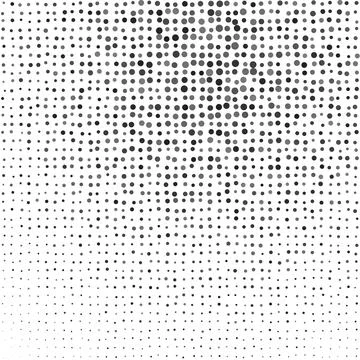 Monochromatic halftone pattern with gradient of dark to light gray dots on .. Stock Illustration