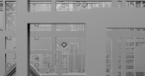 A monochromatic image of squares and circles forming futuristic structures Stock Footage 319472328