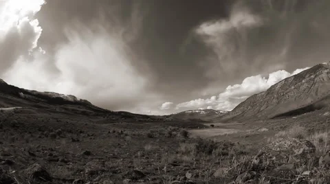 Monochromatic landscape time lapse in Yellowstone National Park Stock Footage 60793827