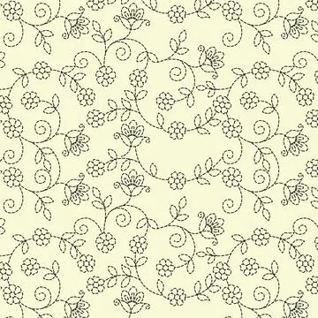 A monochromatic pattern of vines and leaves Stock Illustration