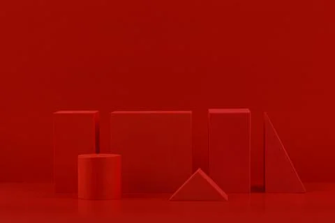 Monochromatic red geometric composition with space for text Stock Photos