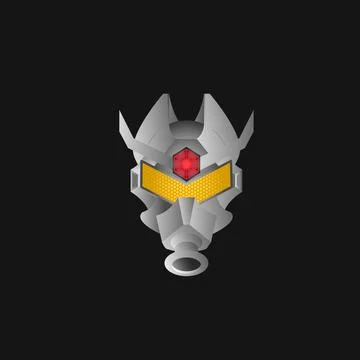 Monochromatic Robot Concept, 3D Effect Logo Template Stock Illustration