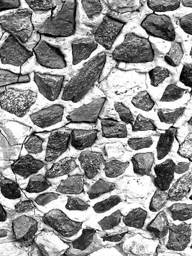 Monochromatic Rustic Stone Mosaic Wall Texture Stock Photos