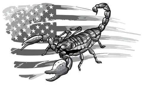 Monochromatic scorpion cartoon vector illustration design art Stock Illustration