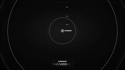 Monochromatic seismic activity interface with expanding rings. 4K Video stock 341694123