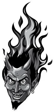 Monochromatic Smiling devil face. Vector illustration. image design イラスト素材