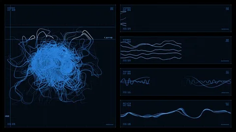 Monochromatic visual display: microbe scan, graphs, readouts and indicators Stock Footage 88255422