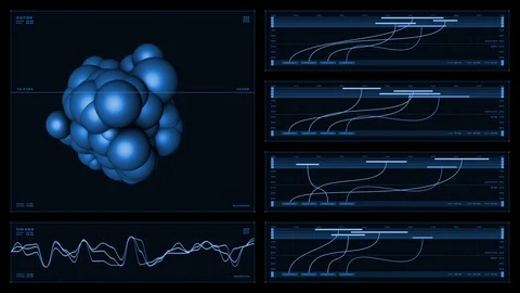 Monochromatic visual display: visualization, graphs, readouts, indicators Stock Footage 89346036