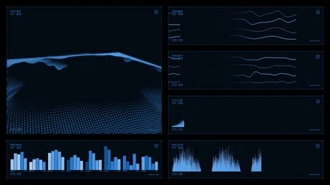 Monochromatic visual display: visualization, graphs, readouts, indicators Stock Footage 89876073