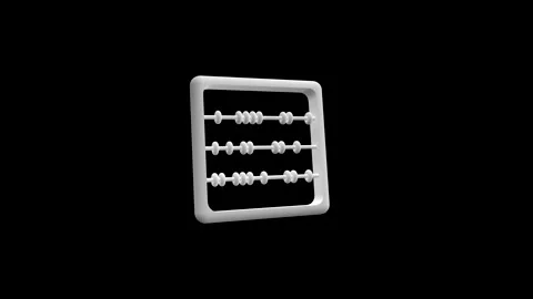 Monochrome 3D Abacus Art with Floating Beads in Minimalistic Style Video stock 341921439