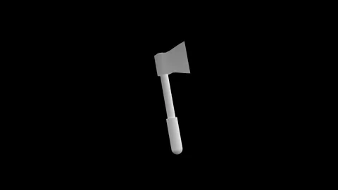 Monochrome 3D Axe Rendering with Minimalist Perspective in Dark Background Video stock 341921558