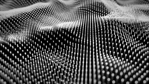 Monochrome 3D composition with abstract field of moving white particle waves Stock Footage 264132191