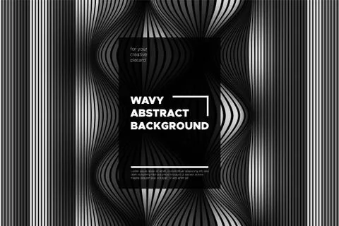Monochrome Abstract Background with 3d Effect. Wavy Texture with Grey, Black  Stock Illustration