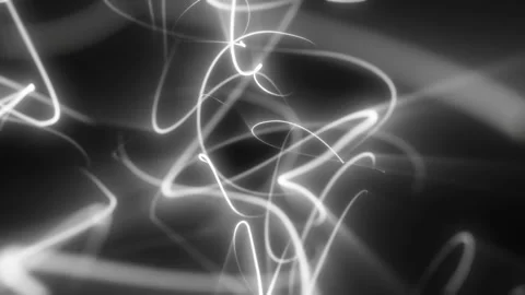 Monochrome abstract background with glowing white light scribbles and soft .. Stock Footage 335623864