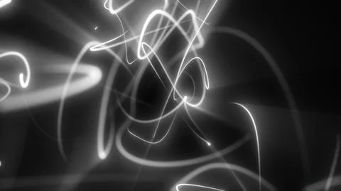 Monochrome abstract background with glowing white light scribbles and soft .. Stock Illustration