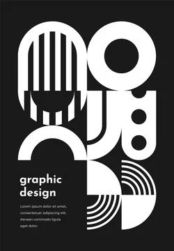 Monochrome abstract Bauhaus geometric pattern Stock Illustration