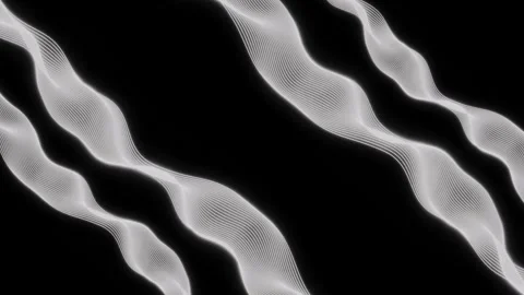 Monochrome Abstract Digital Background with Flowing Ribbons Stock Footage 314474701