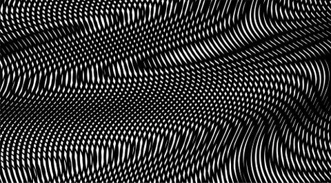 Monochrome abstract digital background with linear illusions Stock Illustration