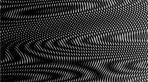 Monochrome abstract digital background with linear illusions Illustrazione stock