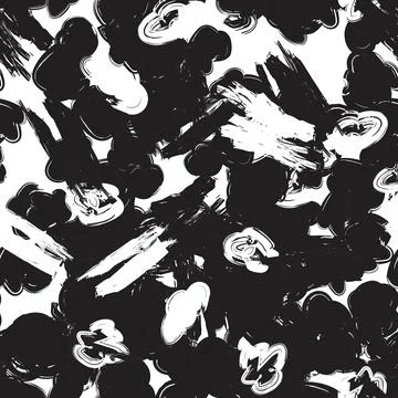 Monochrome Abstract Floral Seamless Pattern Design イラスト素材