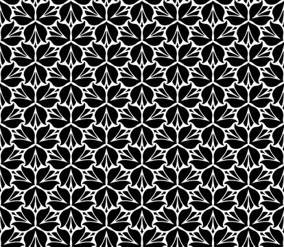 Monochrome Abstract Floral Seamless Pattern Stock Illustration