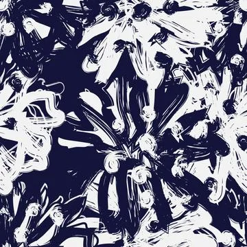 Monochrome Abstract Floral Seamless Pattern Design Stock Illustration